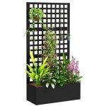 Jardini�re avec treillis brise - vue - outsunny - en acier galvanis�e - pour plantes grimpantes - 89x40x178cm ...
