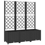 Jardini�re avec treillis - helloshop26 - 120 x 40 x 136 cm - pp noir - r�sistante aux intemp�ries - polyvalent ...