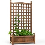 Jardinire avec treillis - relax4life - en bois de sapin - bac  fleurs - trous de drainage - rsistant ...