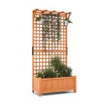 Jardinière avec treillis - relax4life - bois sapin - bac à fleurs - trous de drainage - pour plantes ... Jardinière avec treillis - relax4life - bois sapin - bac à fleurs - trous de drainage - pour plantes ...