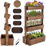 Jardini�re verticale - tectake - potager vertical flora en bois laqu� avec toile de paillage - 85 x 45 ...