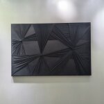 Jason - tableau  draps en relief en tissu noir cadre en bois - 80x120 cm