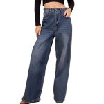 Jean baggy bleu fonc femme monday premium wide leg