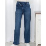 Jean femme vas taille haute stretch confort  fermeture asymtrique du 34 au 42