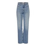 Jean femme only riley life taille haute coupe droite denim coton bleu