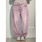 Jean à paillettes ecelen pour femme - jean taille haute tendance à jambes larges - rose Jean à paillettes ecelen pour femme - jean taille haute tendance à jambes larges - rose