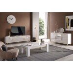 Jemma - ensemble salon blanc décor doré meuble tv + buffet avec leds + table basse Jemma - ensemble salon blanc décor doré meuble tv + buffet avec leds + table basse