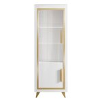 Jemma - vitrine 1 porte gauche laque blanc et dcor dor avec leds