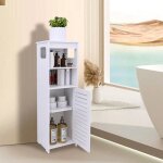 Jeobest armoire de rangement de salle de bain avec porte et tagre  4 niveaux 22 * 20 * 75cm colonne ...
