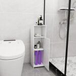 Jeobest armoire de salle de bain meuble de rangement meuble de salle de bain sur pied avec porte pour ...