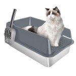 Jeobest bac � liti�re extra large pour chat pour grands chats en m�tal antiadh�sif �tanche d�sodorisant ...