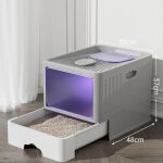 Jeobest bac  litire xl avec couvercle - maison pour chat avec pelle - bac  litire ferm et anti - ...