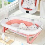 Jeobest baignoire b�b� pliable portable avec tapis de bain 80�50�23 thermom�tre num�rique avec support ...