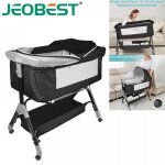 Jeobest berceau cododo pour b�b� 2 en 1 en tissu oxford et m�tal lit �volutif � roulettes convient de ...