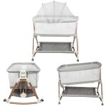 Jeobest berceau cododo avec moustiquaire lit b�b� pour b�b�s de 0 � 36 mois roulettes pliable - 90 * ...