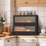 Jeobest bo�te � pain en bambou � double couche pour comptoir de cuisine grande capacit� r�cipient de ...