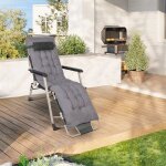 Jeobest fauteuil de jardin ave coussin chaise longue pliante avec appui - tte bains de soleil capacit ...
