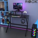 Jeobest gaming bureau gamer 100x55x74cm grande table pour ordinateur / pc support pour casque porte - ...