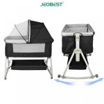 Jeobest lit bb berceau cododo roulettes pliables 2 en 1 avec table  langer noir