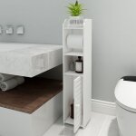 Jeobest - meuble de rangement pour salle de bain avec porte - rouleau �tag�re colonne de salle de bain ...