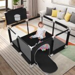 Jeobest parc  bb 126 * 126 * 66cm barrire pour bb xxl 50 balles filet doux et respirant centre ...