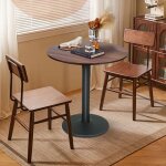 Jeobest petite table de salle � manger avec plateau en bois - table de cuisine ronde 70 cm - table haute ...