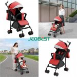 Jeobest - poussette canne compacte pour bb de 0  48 mois poussette 2 en 1 allonge ou assise rouge ...