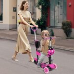 Jeobest trottinette enfant trottinette 3 roues patinette enfant pliable avec hauteur ajustable pour fille ...