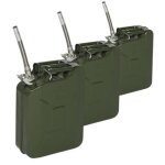 Jerrican bidon en métal - lot de 3 - fer - capacité 20l - vert Jerrican bidon en métal - lot de 3 - fer - capacité 20l - vert