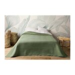 Jet de lit uni 100% polyester hawai - taille: 180x240cm - coloris: vert kaki