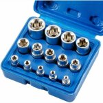 Jeu de 14 douilles torx femelles hexagonales e4 - e24 e - torx Jeu de 14 douilles torx femelles hexagonales e4 - e24 e - torx