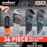 Jeu de 36 cls allen et cls hexagonales torx  tte sphrique mtriques sae longues de scurit