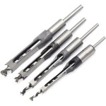 Jeu de 4 bdanes forets  trou carr bdanes creux en acier outils de menuiserie set (1 / 4 - 1 / 2 - ...