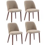 Jeu de 4 chaises de salle � manger en tissu design moderne avec si�ge rembourr� et pieds en boistaupe ...