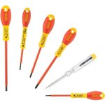 Jeu de 6 tournevis isols 1000v - stanley fatmax - 0 - 65 - 443 - electricien + pozidriv + testeur
