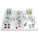 Jeu  boire petits chevaux en verre avec son plateau et ses 16 verres shots