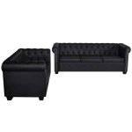 Canapé chesterfield - helloshop26 - 2 et 3 places - cuir synthétique noir - Élégance - confort moelleux ... Canapé chesterfield - helloshop26 - 2 et 3 places - cuir synthétique noir - Élégance - confort moelleux ...