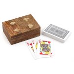 Jeu de cartes avec boite de rangement en manguier Jeu de cartes avec boite de rangement en manguier
