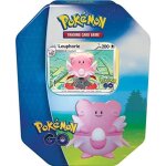 Pokebox go leuphorie v - 200 pv - carte francaise a collectionner pokemon - boite metal bleu