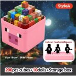 Jeu de construction magntique enfant 200 blocs aimants + 10 figurines ? coffret cratif univers minecraft ...