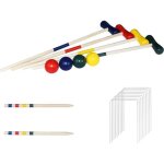 Jeu de croquet aufun - crocket pour 4 joueurs - bois massif - balles colores - buts mtalliques
