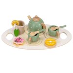Jeu culinaire en bois - springos - set petit - d�jeuner 14 pi�ces - plateau th�i�re tasses - pour enfants ...