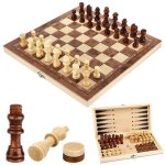Jeu dchecs 3 en 1 echecs en bois checs dames jacquet pliable portable ensemble dchiquier pour enfants ...