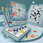 Jeu d�checs en bois multifonctionnel nine - in - one jeu d�checs volant pour enfants jeu de plateau de ...