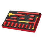 Jeu de douilles isoles 16 pices - duoku - outils pour cls et douilles 1 000 v - cl  poigne en t ...