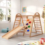 Jeux descalade pour enfantsaire de jeux portique multifonction 7 en 1mur descalade toboggan et balanoirekit ...