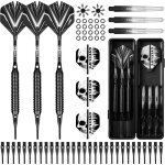 Jeu de fl�chettes professionnel avec pointes souples - f�t en laiton et tiges aluminium / pc - 30 pointes ...