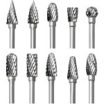 Jeu de fraises rotatives en carbure 10 pices double coupe fraises pour dremel accessoires avec tige sculpture ...