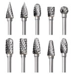 Jeu de fraises rotatives en carbure 10 pièces double coupe fraises pour dremel accessoires avec tige ... Jeu de fraises rotatives en carbure 10 pièces double coupe fraises pour dremel accessoires avec tige ...