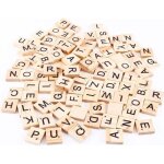 Jeu de lettres en bois - scrabble - 100 pcs - lettres noires - enfant 6 ans et plus